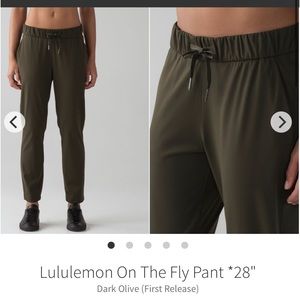 LULULEMON On The Fly Pants 28” Olive Green